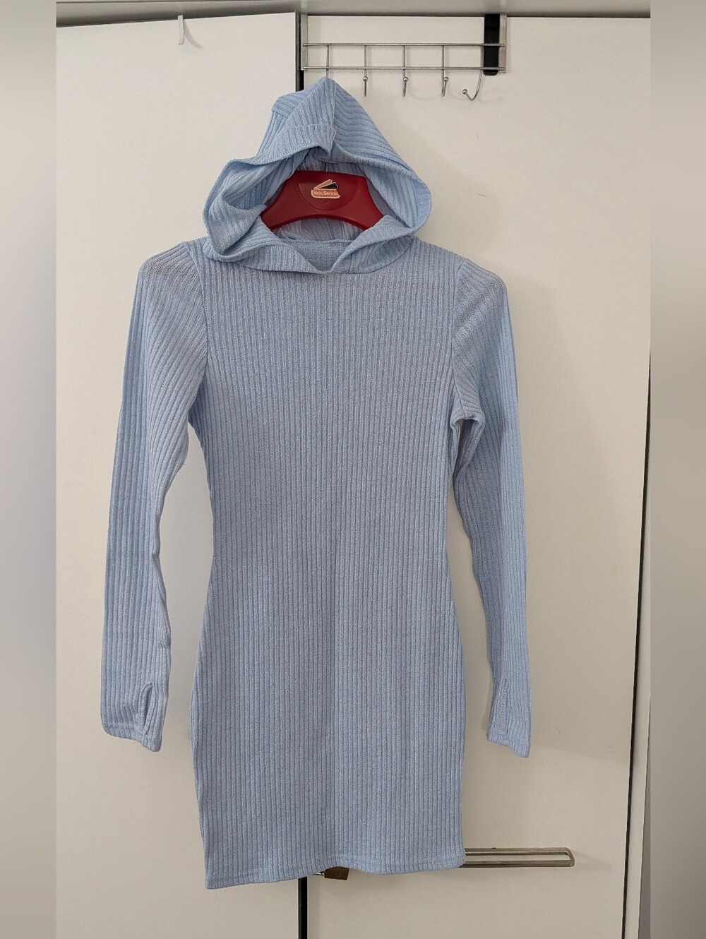 Blue Knit Dress With Thumb Holes Size Small Perfect Condition